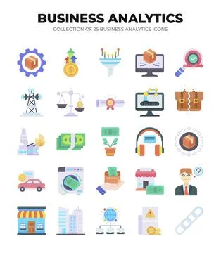 Collection of Business Analytics Icons. Data Analysis. Marketing. Finance. .. Stock Illustration