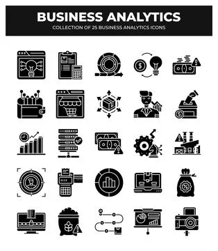 Collection of Business Analytics Icons. Data Analysis. Financial Reports. a.. Stock Illustration