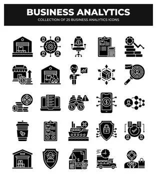 Collection of Business Analytics Icons. Data Analysis. Financial Reports. M.. Stock Illustration