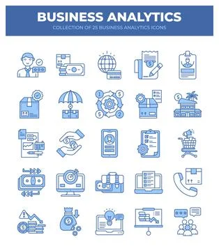 Collection of Business Analytics Icons. Data Analysis. Financial Reports. a.. Stock Illustration