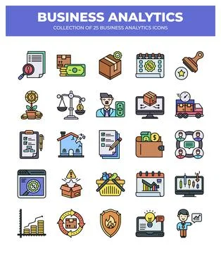 Collection of Business Analytics Icons. Data Analysis. Financial Reports. a.. Stock Illustration