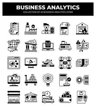 Collection of Business Analytics Icons. Data Analysis. Financial Reports. a.. Stock Illustration