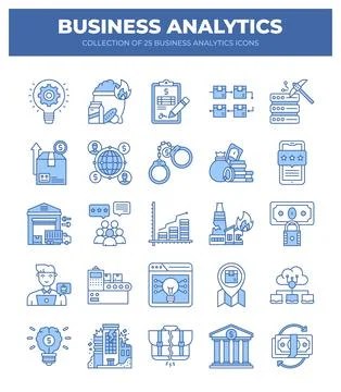 Collection of Business Analytics Icons. Data Analysis. Financial Reports. a.. Illustrazione stock