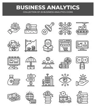 Collection of Business Analytics Icons. Data Analysis. Financial Reports. M.. Stock Illustration
