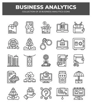 Collection of Business Analytics Icons. Data Analysis. Financial Reports. a.. Stock Illustration