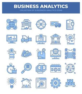 Collection of Business Analytics Icons. Data Analysis. Financial Reports. a.. Stock Illustration