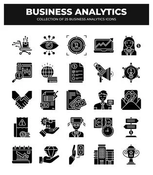 Collection of Business Analytics Icons. Data Analysis. Financial Reports. a.. Stock Illustration