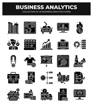Collection of Business Analytics Icons. Data Analysis. Financial Reports. a.. Illustrazione stock