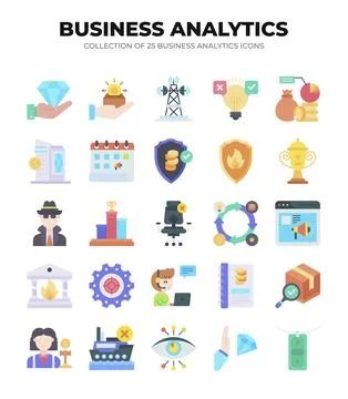 Collection of Business Analytics Icons. Data Analysis. Financial Reports. a.. Stock Illustration