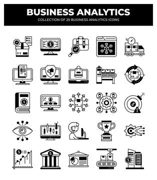 Collection of Business Analytics Icons. Data Analysis. Financial Reports. M.. Stock Illustration
