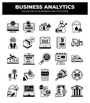 Collection of Business Analytics Icons. Data Analysis. Financial Reports. a.. Stock Illustration