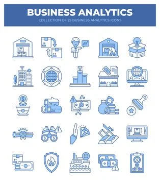 Collection of Business Analytics Icons. Data Analysis. Financial Reports. a.. Illustrazione stock