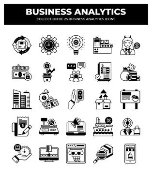 Collection of Business Analytics Icons. Data Analysis. Marketing. and Finan.. Stock Illustration
