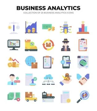 Collection of Business Analytics Icons. Data Analysis. Financial Reports. a.. Stock Illustration