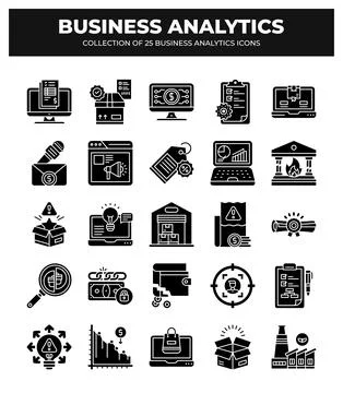 Collection of Business Analytics Icons. Data Analysis. Financial Reports. M.. Stock Illustration