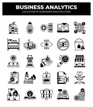 Collection of Business Analytics Icons. Data Analysis. Financial Reports. a.. Stock Illustration