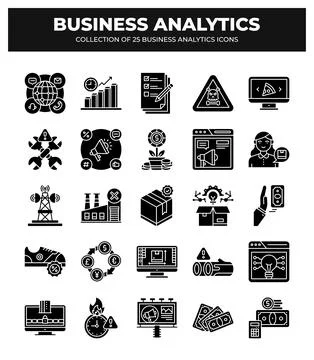 Collection of Business Analytics Icons. Data Analysis. Marketing. Finance. .. Stock Illustration