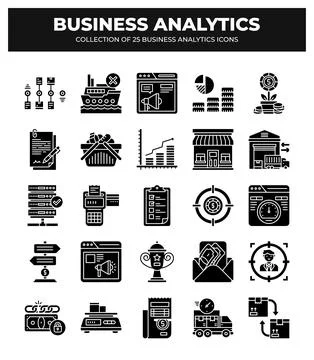 Collection of Business Analytics Icons. Data Analysis. Marketing. Finance. .. Stock Illustration