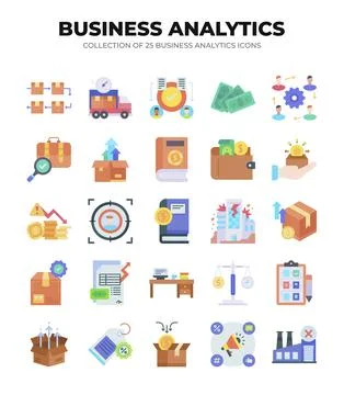 Collection of Business Analytics Icons. Data Analysis. Financial Reports. M.. Stock Illustration
