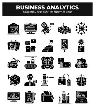 Collection of Business Analytics Icons. Data Analysis. Marketing. Finance. .. Stock Illustration