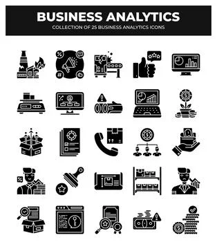 Collection of Business Analytics Icons. Data Analysis. Marketing. Finance. .. Stock Illustration
