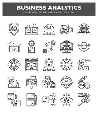 Collection of Business Analytics Icons. Data Analysis. Financial Reports. a.. Illustrazione stock