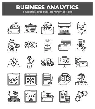 Collection of Business Analytics Icons. Data Analysis. Financial Reports. a.. Stock Illustration