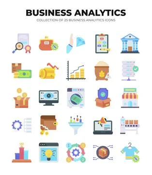 Collection of Business Analytics Icons. Data Analysis. Financial. Marketing.. 스톡 일러스트