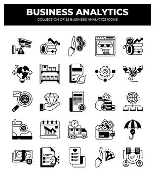 Collection of Business Analytics Icons. Data Analysis. Market Research. and.. Stock Illustration