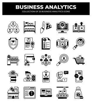Collection of Business Analytics Icons. Data Analysis. Financial Reports. a.. Stock Illustration