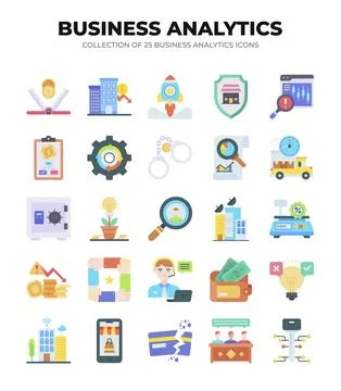 Collection of Business Analytics Icons. Data Analysis. Financial Reports. a.. Stock Illustration
