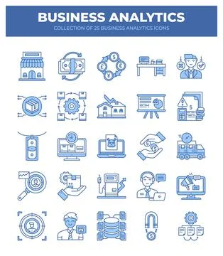 Collection of Business Analytics Icons. Data Analysis. Financial Reports. M.. 스톡 일러스트