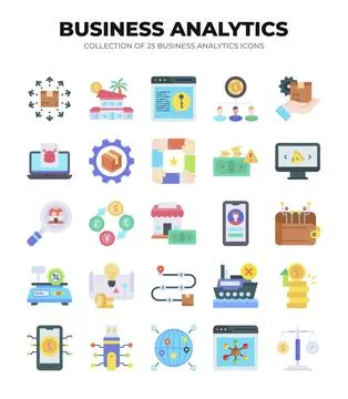 Collection of Business Analytics Icons. Data Analysis. Marketing. Finance. .. 스톡 일러스트