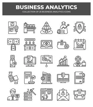 Collection of Business Analytics Icons. Data Analysis. Financial Reports. a.. Stock Illustration