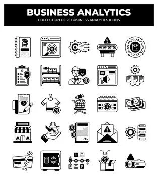 Collection of Business Analytics Icons. Data Analysis. Financial Reports. a.. Stock Illustration