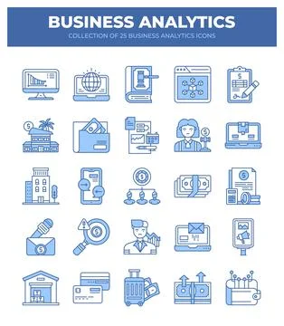 Collection of Business Analytics Icons. Data Analysis. Financial Reports. a.. Stock Illustration
