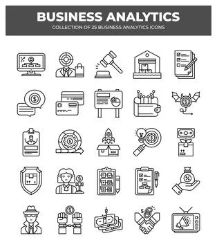 Collection of Business Analytics Icons. Data Analysis. Financial Reports. a.. Illustrazione stock