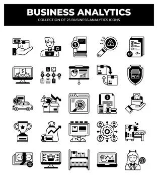 Collection of Business Analytics Icons. Data Analysis. Financial Reports. a.. Stock Illustration