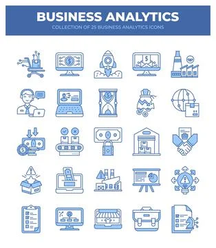 Collection of Business Analytics Icons. Data Analysis. Financial Reports. a.. Stock Illustration
