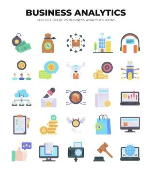 Collection of Business Analytics Icons. Data Analysis. Financial Reports. a.. Stock Illustration