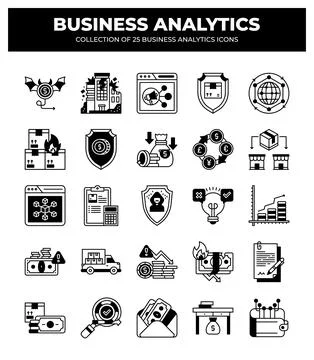 Collection of Business Analytics Icons. Data Analysis. Financial Reports. a.. 스톡 일러스트