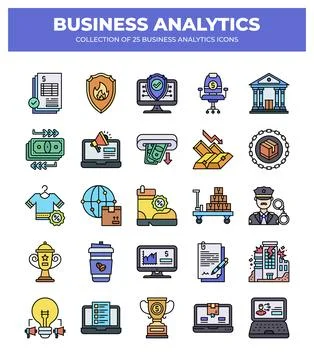 Collection of Business Analytics Icons. Data Analysis. Financial Reports. a.. Stock Illustration