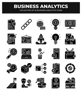 Collection of Business Analytics Icons. Data Analysis. Financial Reports. a.. Stock Illustration
