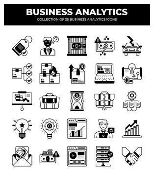 Collection of Business Analytics Icons. Data Analysis. Financial Reports. a.. Stock Illustration