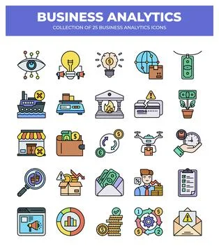 Collection of Business Analytics Icons. Data Analysis. Financial Reports. a.. Stock Illustration