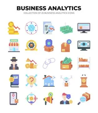 Collection of Business Analytics Icons. Data Analysis. Financial Reports. a.. Illustrazione stock