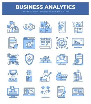 Collection of Business Analytics Icons. Data Analysis. Financial Reports. a.. Illustrazione stock