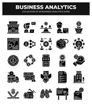 Collection of Business Analytics Icons. Data Analysis. Marketing. and Finan.. Stock Illustration
