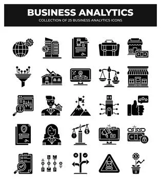 Collection of Business Analytics Icons. Data Analysis. Financial Reports. a.. Stock Illustration