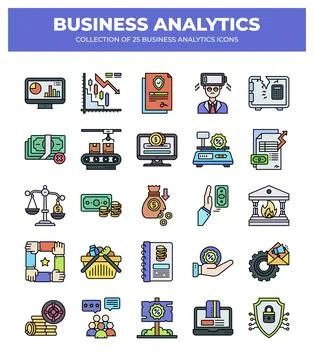 Collection of Business Analytics Icons. Data Analysis. Financial Reports. a.. Stock Illustration